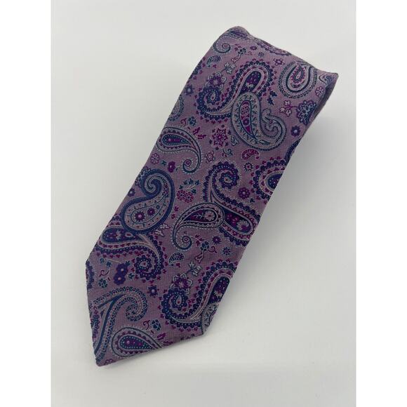 Canali Purple Paisley 100% Silk Men’s Neck Tie Made In Italy - Picture 1 of 4
